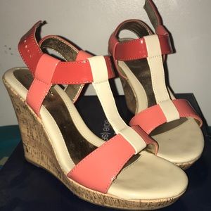 Coral and Tan wedges